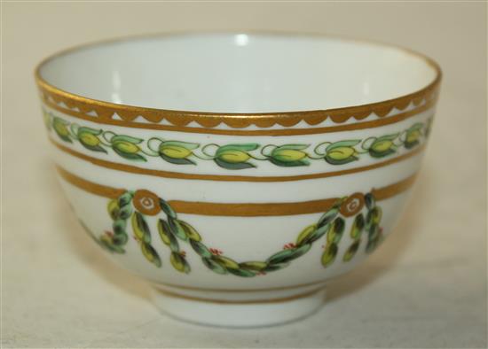 A Bristol hard paste porcelain teabowl and saucer, c.1780, diameter 13cm
